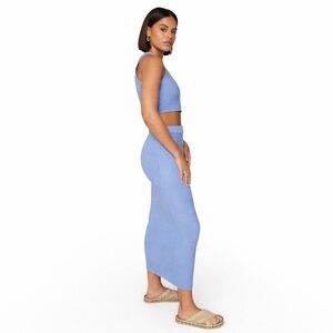 Sabo Skirt US6 Knit Heather Maxi Skirt blue 0691 heavy chunky